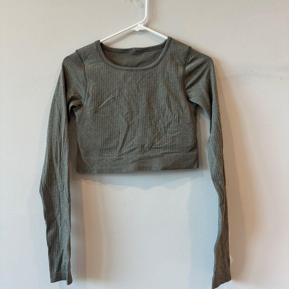 lululemon Ebb to Street Long Sleeve Top Workout Cropped Ribbed Shirt